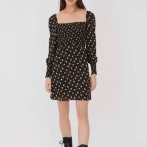 Maje Rithik Smocked Dress Viscose Long Sleeve Mini Bouquet Floral Women’s Sz XS